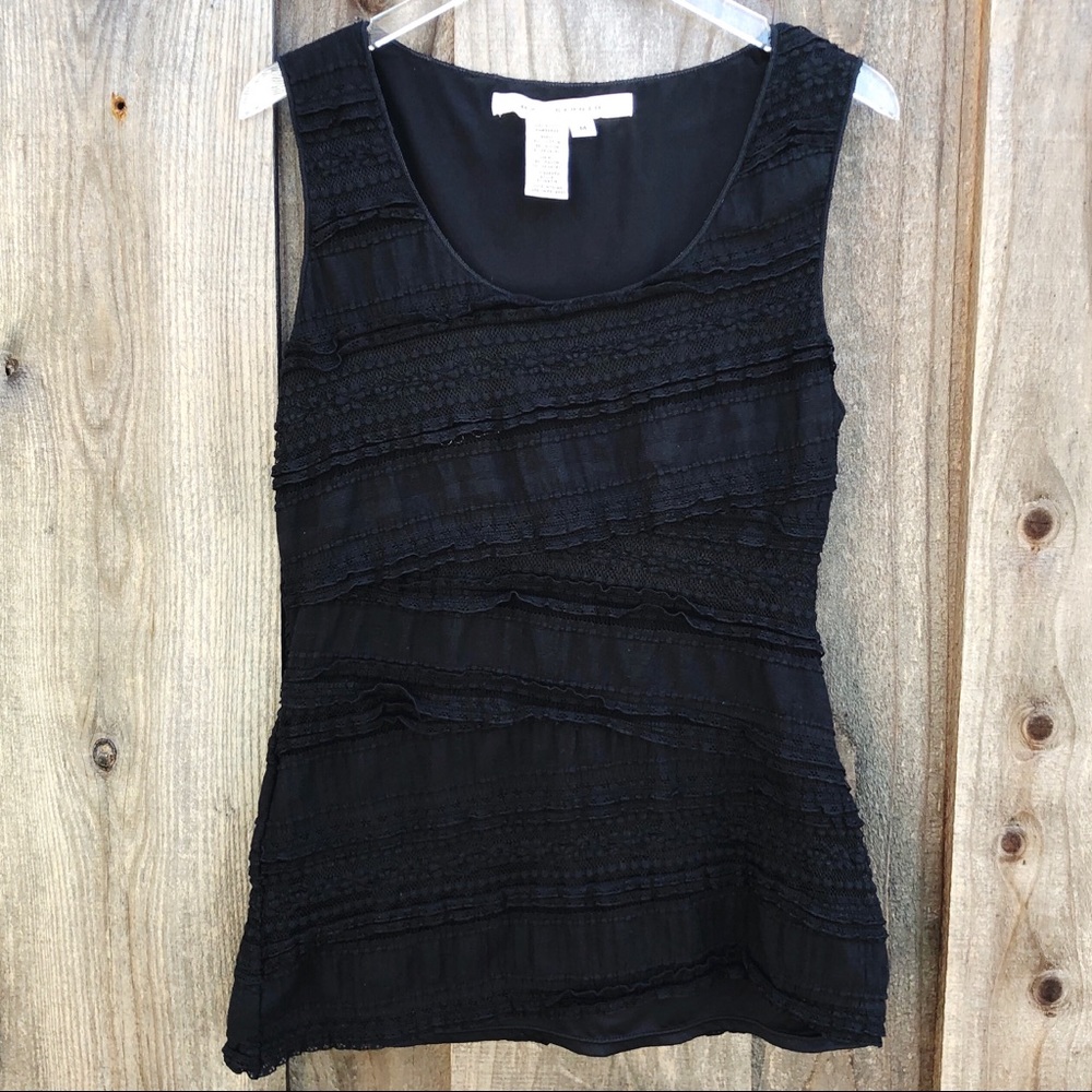 Max Studio Ruffle Lace Stretch Tank M